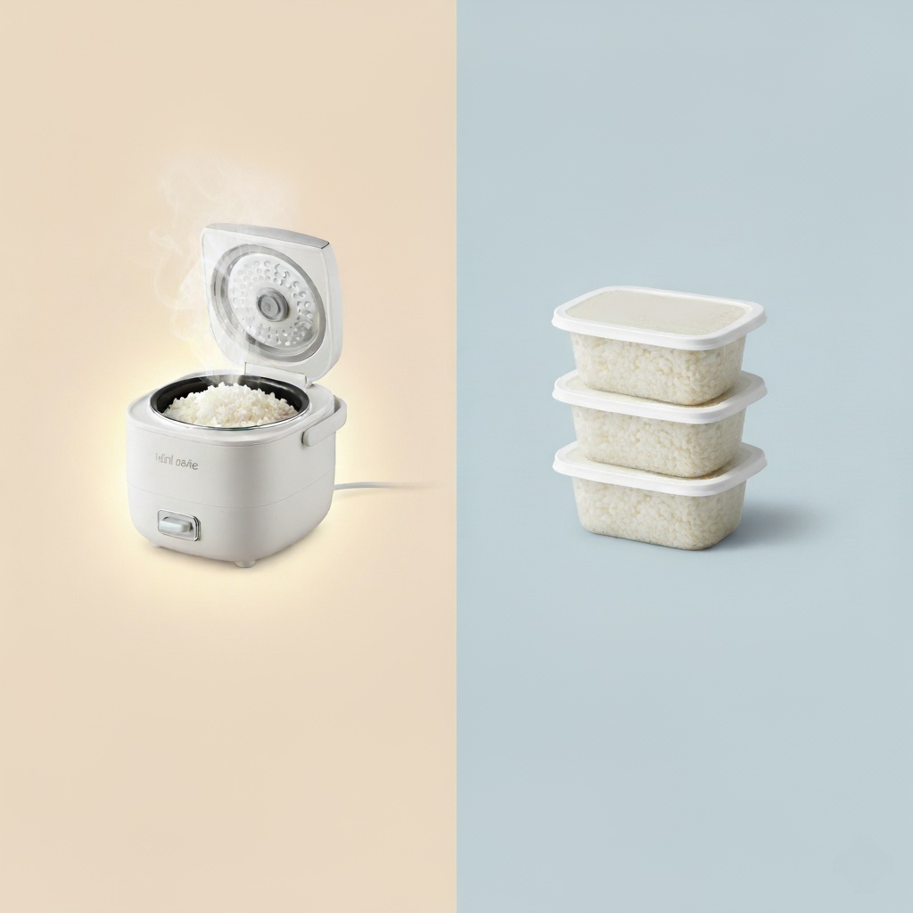 1인 밥솥과 인스턴트 밥 비교